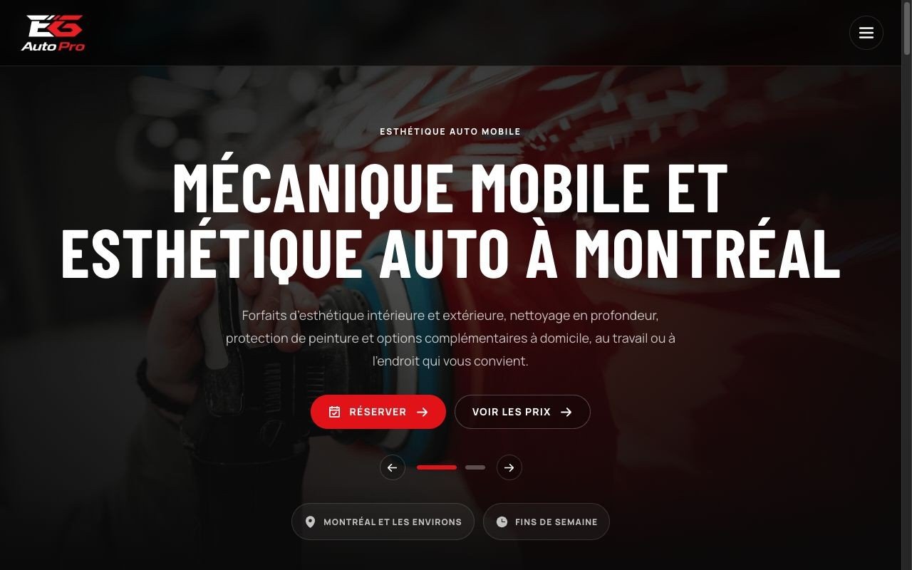 EG Auto Pro homepage screenshot
